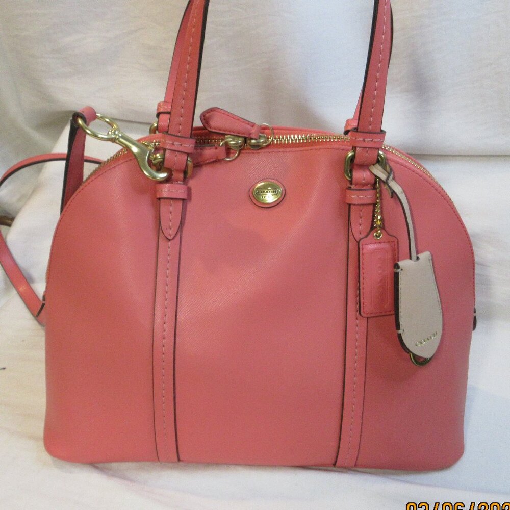 COACH PEYTON CORA DOME ~CORAL COLOR~ NEW WITH TAGS LEATHER PURSE